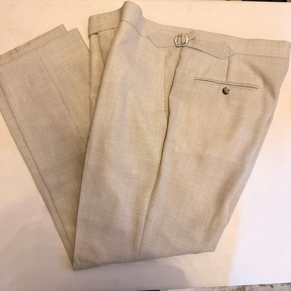Suitsupply Vitale Barberis Canonico Wool Suit Mens 44R Beige Havana Soho Slim